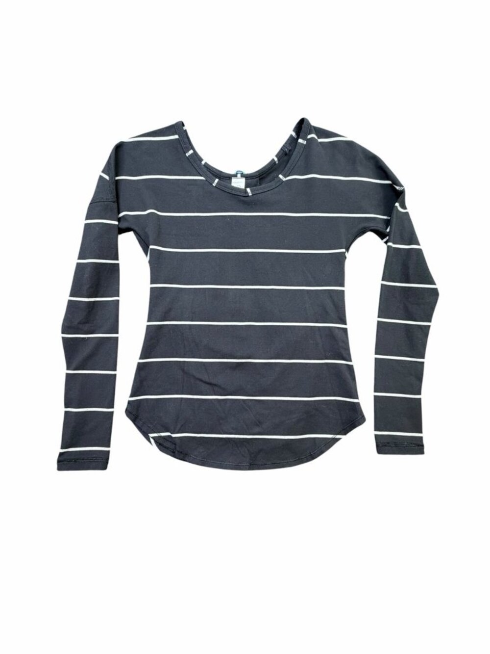 Ivivva by Lululemon Long Sleeve Top Girls Size 8 Black White Striped Thumbholes